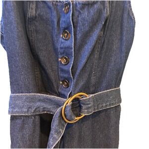 BDG Urban Outfitters‎ Boho Dark Denim Overalls Button Front Wide Leg Jumpsuit 8